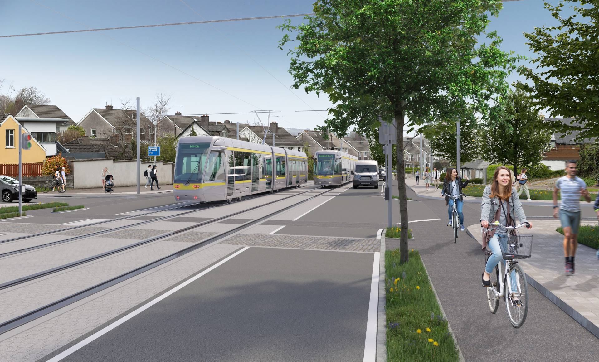 Indicative view of Luas Cork through Skehard Road
