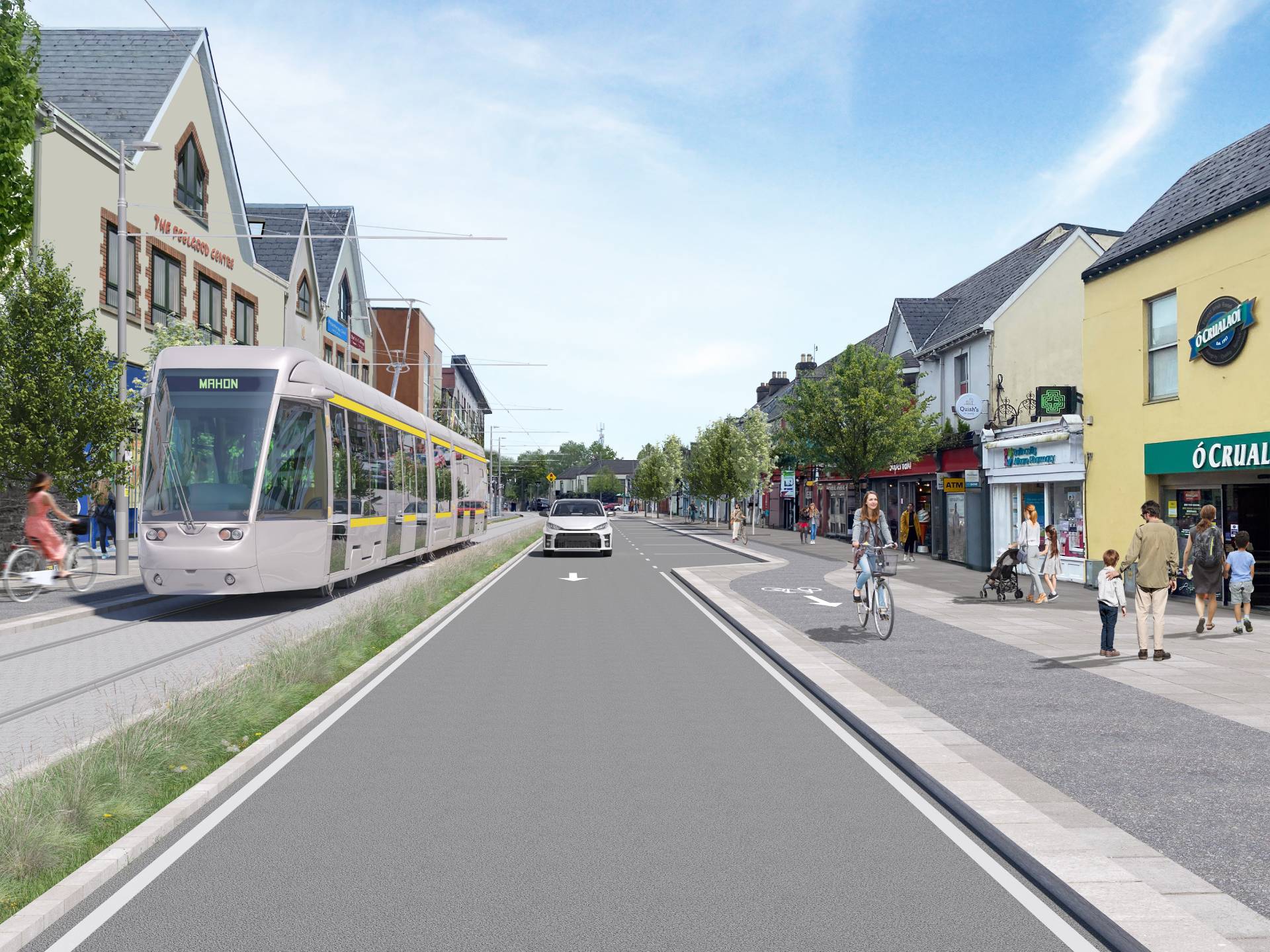 Indicative view of Luas Cork through Main Street Ballincollig