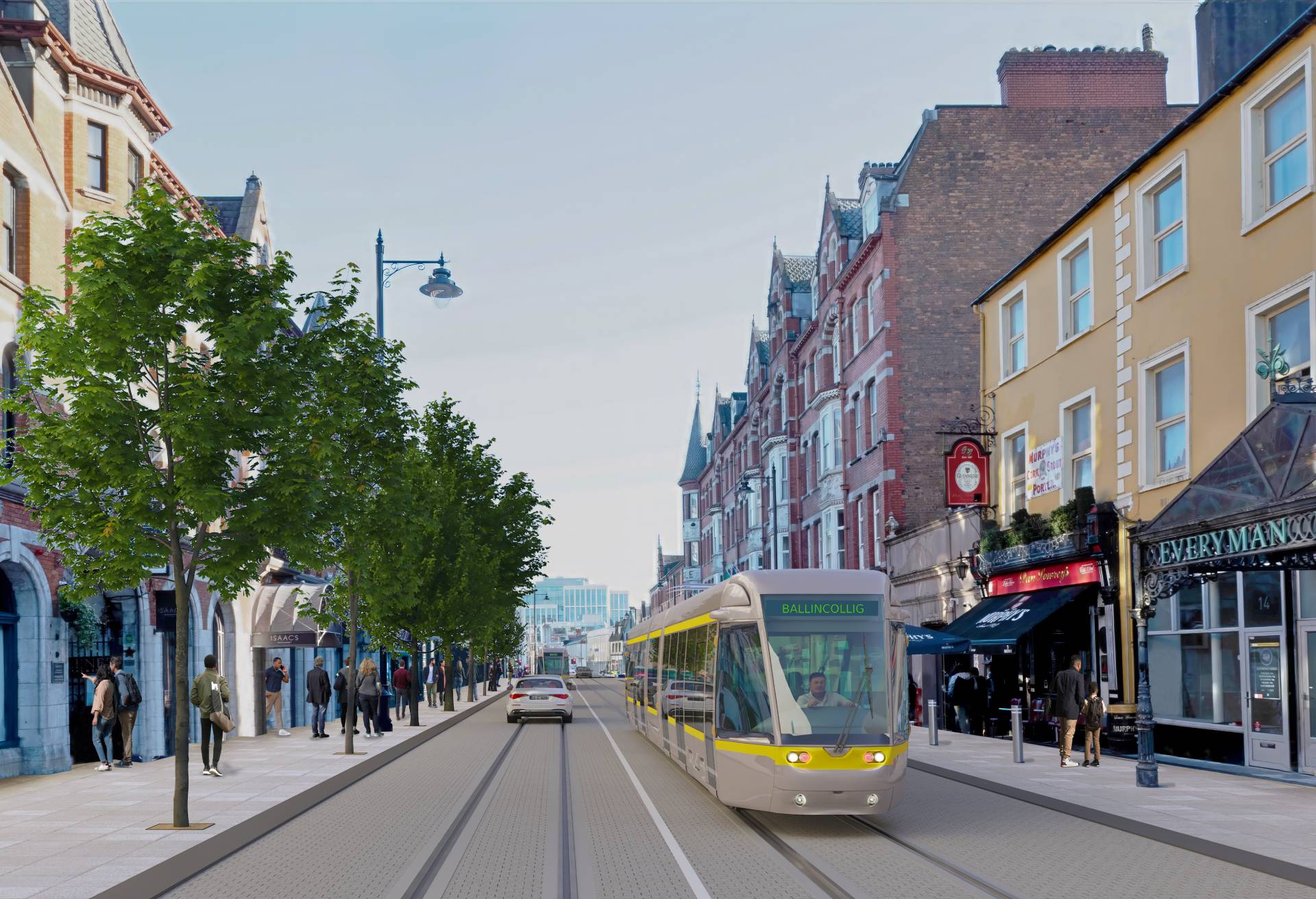 Indicative view of Luas Cork through MacCurtain Street