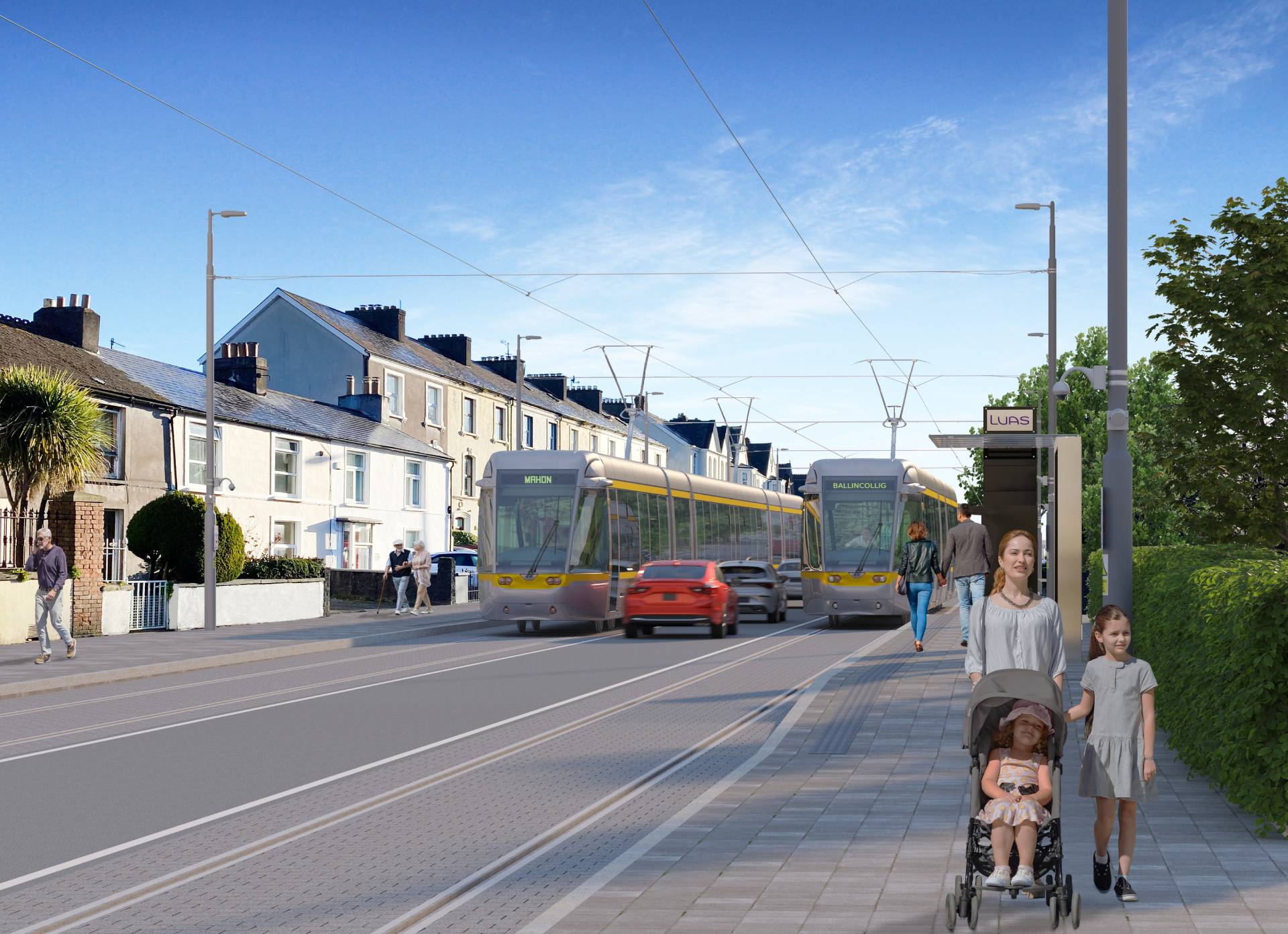 Indicative view of Luas Cork through Western Road